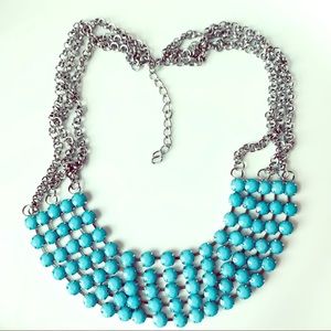 Blue Aqua Statement Necklace Multi Strand